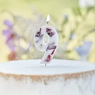 Ginger Ray Pressed Petal Number 9 Birthday Party Candle