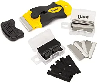 Titan Tools 17013 4-Inch Mini Razor Scraper with (10) Non-Marring Plastic Blades and (11) #20 Steel Blades
