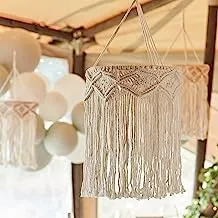 Ginger Ray 'A Touch of Pampas' Hand-crafted Macramé Chandelier-40cm x 25cm, White