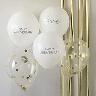 Ginger Ray White & Gold Happy Anniversary and Heart Confetti 12