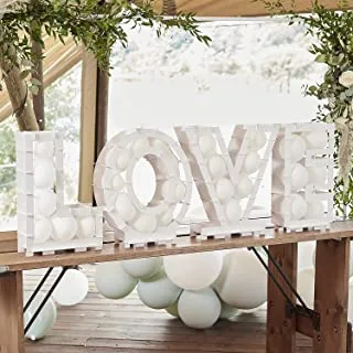 Ginger Ray Botanical LOVE Shaped Wedding Anniversary Balloon Mosaic Stand Party Decoration, White