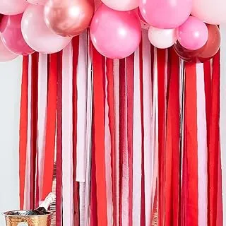 Ginger Ray Valentine Red and Pink Streamer Backdrop 170m Included, I Heart You, Paper and Foil
