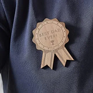 Ginger Ray Best Dad Ever Father's Day Wooden Rosette Badge Gift Idea, 8cm