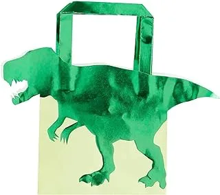 Ginger Ray Green Foiled Dinosaur Shaped Kids Boys Party Bags 5 Pack Roarsome