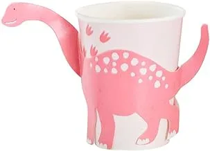 Ginger Ray Party Like a Dinosaur Pink Paper Cups-8 Pack