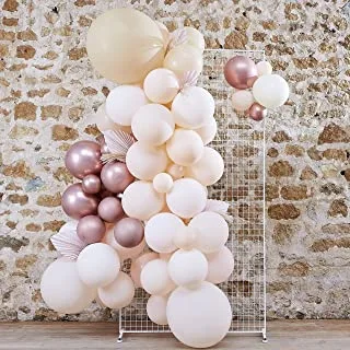 Ginger Ray Dried Pampas Grass, Peach and Rose Gold Chrome DIY Balloon Arch Kit Wedding Party Decorations 70 Pack