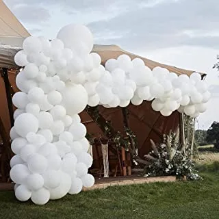 مجموعة خلفية من Ginger Ray X كبيرة بالونات بيضاء لحفلات الزفاف وحفلات الزفاف - 200 بالونة لاتكس