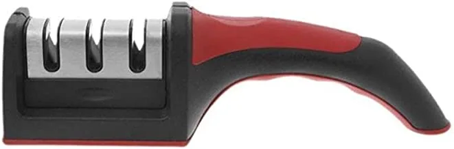 3-Stage Knife Sharpener -Red/Black/Silver -20x20x20cm