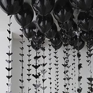 طقم سقف بالونات الهالوين جينجر راي مع ذيول بالون الخفافيش ، أسود