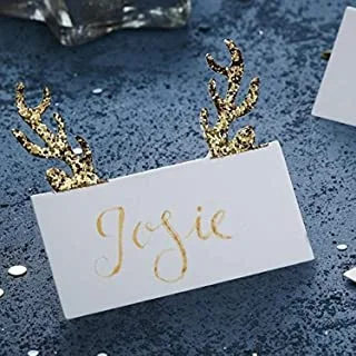 Ginger Ray Gold Glitter Antler Shaped Christmas Place Cards