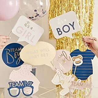 Gold Foiled Gender Reveal Photo Booth Props