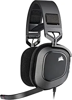 سماعة رأس للألعاب من Corsair HS80 RGB Premium مع صوت محيطي Dolby Audio 7.1 (ميكروفون متعدد الاتجاهات من فئة البث ، وسادات أذن من الإسفنج الميموري ، صوت عالي الدقة ، هيكل متين) كربون
