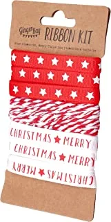 Ginger Ray Merry Christmas Ribbon Kit 3-Pieces, Red/White