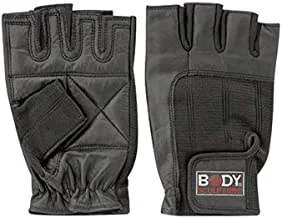 Body Sculpture Spandex/Leather Fitness Gloves, Medium, Black