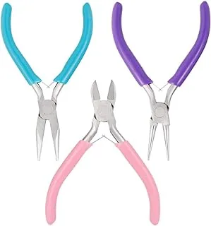 SHOWAY 3 Piece Jewelry Pliers Wire Cutter Pliers Mini Sharp Mouth Special Pincers Jewellery Making Pliers Kit Cutters Diagonal Pliers for Jewellery Making