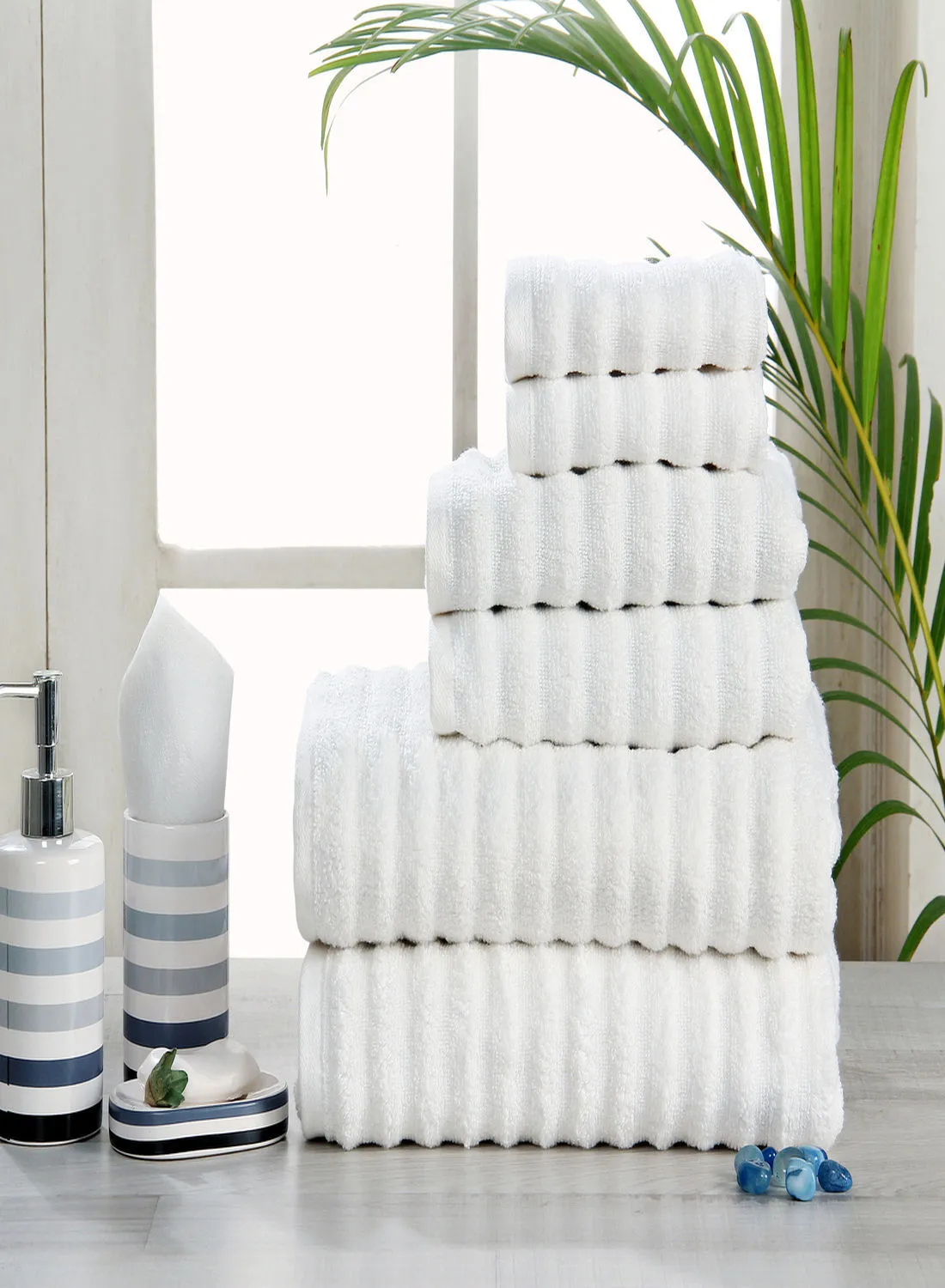 Hometown 6 Pack Hometown Bathroom Towel Set -500 GSM 100% Cotton Low Twist -2 Hand Towel -2 Face Towel -2 Bath Towel -Color Economical