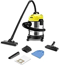 Karcher - WD 1s Classic Wet & Dry Vacuum Cleaner, Effortlessly picks up wet and dry dirt, 18 liters stainless steel dust container, Blower function