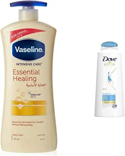 Vaseline Body Lotion Essential Healing, 725Ml & Dove Moisturizing Shampoo Daily Care For Normal-Dry Hair, 600Ml