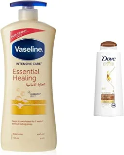 Vaseline Body Lotion Essential Healing, 725Ml & Dove Shampoo Nourishing Oil, 600Ml