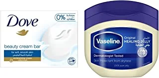 Dove Moisturising Soap Bar Nourishing formula for all skin types, Original, With ¼ moisturising cream, 135gm (Pack of 6) & Vaseline Petroleum Jelly Original, 450ml