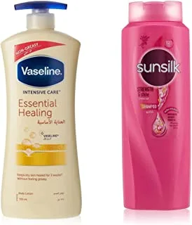 Vaseline Body Lotion Essential Healing, 725Ml & Sunsilk Shampoo Shine & Strength, 700Ml