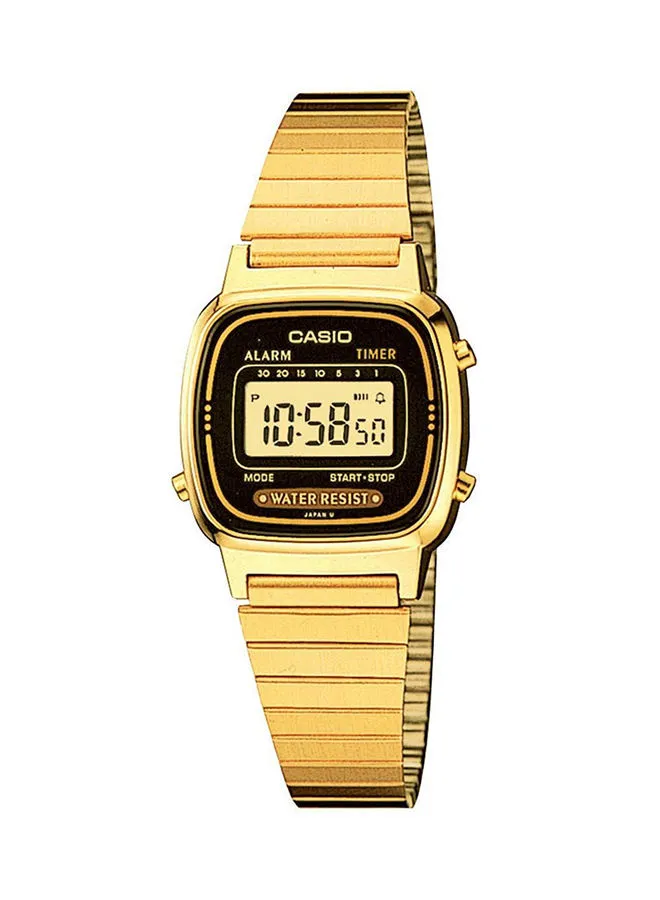 كاسيو ساعة رقمية للنساء من الستانلس ستيل مقاومة للماء طراز LA670WGA-1D - 20 ملم - ذهبي