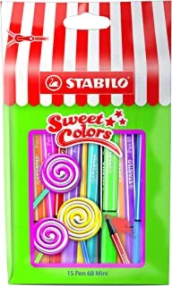 STABILO Pen 68 Mini Sweet Colors Premium Felt-Tip Pens - Assorted Colours, Pack of 15).