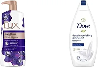 Lux Perfumed Body Wash Magical Orchid For 24 Hours Long Lasting Fragrance, 700ml & Dove Body Wash Deeply Nourishing, 500Ml