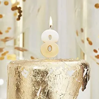 Ginger Ray Ombre Number 8 Birthday Candle, Gold, Mix-224