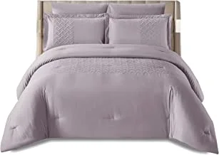 DONETELLA Bedding Comforter Set, All Season Solid Comforter Set, With Soft Bedding Cover And Matching Fitted Sheet, Pillow Sham and Pillow Case (LILAC, SINGLE) (طقم لحاف سرير