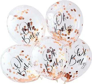 Ginger Ray Rose Gold 'Oh Baby!' Confetti Balloons Baby Shower Party Decorations - Twinkle