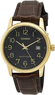 Casio Men's Black Dial Leather Band Watch - MTP-V002GL-1BUDF