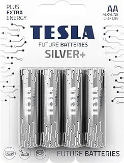 Tesla AA Battery Silver+ Alkaline - Plus Extra Energy Blister Foil LR6/1.5V Pack of 4