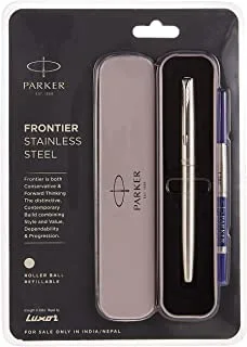 Parker Frontier Stainless Steel Roller Ball Pen (Blue), 1 Count(Pack of 1) (9000020636)