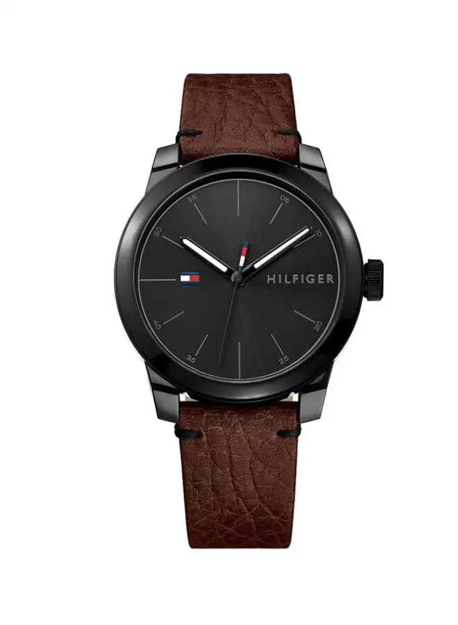TOMMY HILFIGER Men's Denim Leather Analog Wrist Watch 1791383
