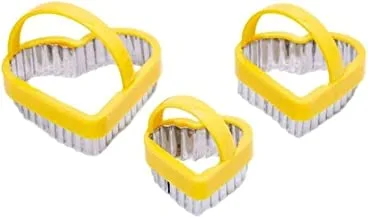 3-Piece Heart Shape Cookie Cutter Set Yellow/Silver 13centimeter