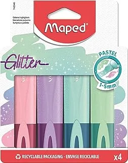 Maped Glitter Highlighter 4-Piece Set, Multicolor