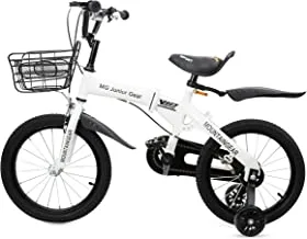 Mountain Gear Foldable Kids Bike Bicycle With Hand Brake, Tools, Carrier Seat And Basket, Boys & Grils, White, 16 Inch