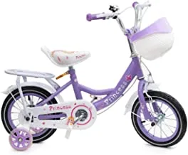 MOUNTAIN GEAR Princess Kids Bike Bicycle With Hand Brake, Tools, Carrier Seat And Basket, Grils, Purple, 12 Inch MGPB02