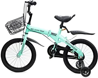 Mountain Gear Foldable Kids Bike Bicycle With Hand Brake, Tools, Carrier Seat And Basket, Boys & Grils, Green, 16 Inch-MGFB08