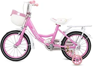 MOUNTAIN GEAR Princess Kids bike Bicycle with Hand brake, Tools, Carrier seat and Basket, Grils, Pink, 14 inch, MGPB03