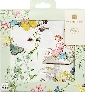 Talking Tables Truly Fairy Paper Napkins (13 inch) for a Birthday Party or Tea Party, Multicolor (20 Pack)