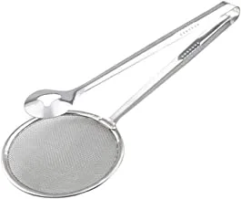 Mesh Spoon Fried Food Oil Strainer With Clip Silver 28.00 x 10.00 x 1.00centimeter