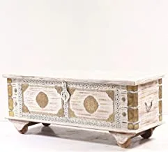 Wooden and Brass Trolley, White - 1005