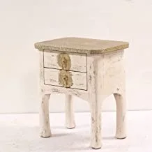 Wooden Side Table, White - 1117