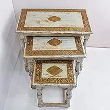 Brass Iron Wooden Table Set - 873