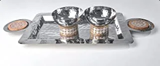Tray with 2 bowl - silver 1154