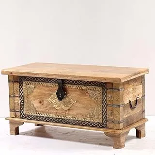 صندوق خشبي بالنحاس، بني فاتح - 1052