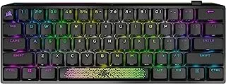 لوحة مفاتيح الألعاب الميكانيكية Corsair K70 PRO Mini Wireless RGB بنسبة 60٪ (أسرع Sub-1ms لاسلكية ، مفاتيح تبديل Cherry MX حمراء قابلة للتبديل ، إطار من الألومنيوم ، PBT Double-Shot Keycaps) QWERTY ، NA Layout - أسود