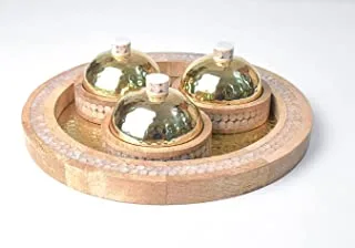 صينية دائرية مع 3 سلطانيات - ذهبي 1159